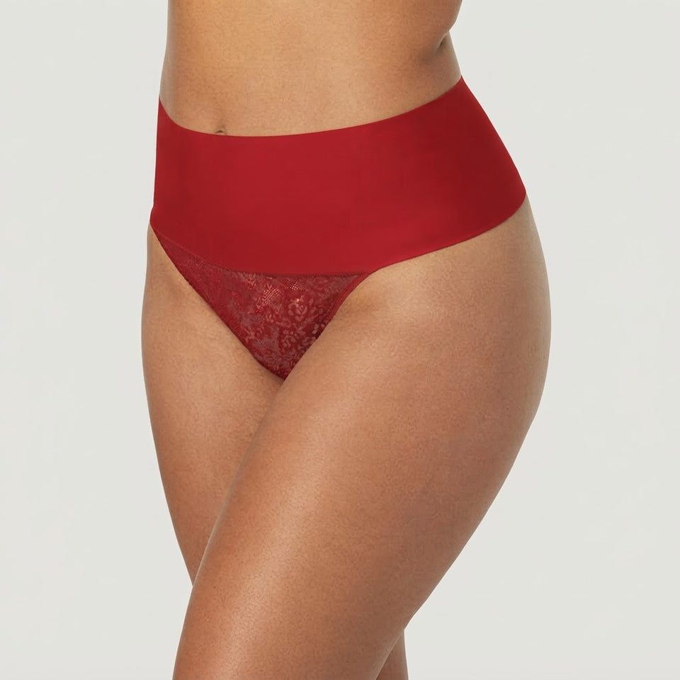 Maidenform Women's Dark Red Hig-Waist Thong Briefs