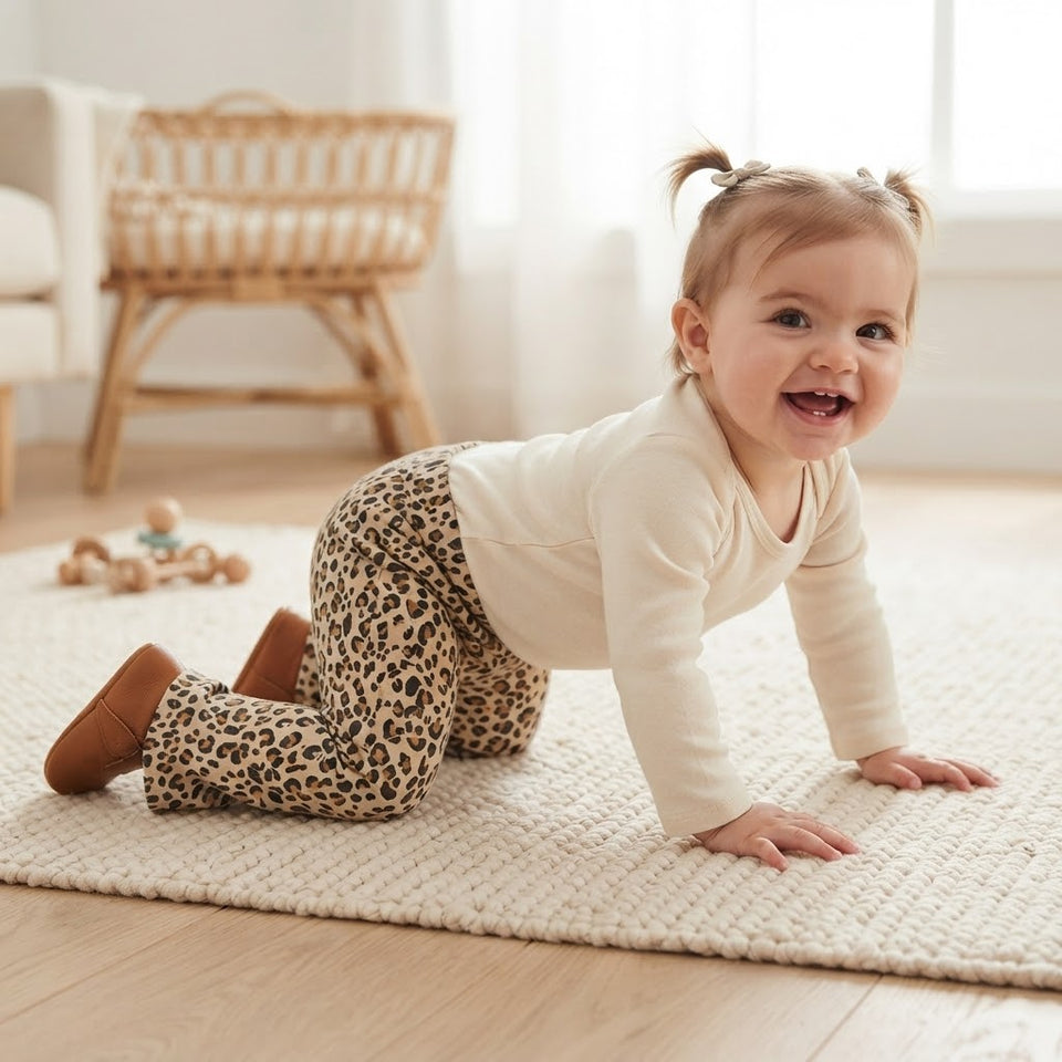 Sinsay Baby Girl's Beige All-Over Leopard Print Flared Pants