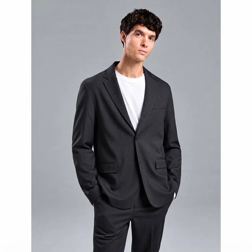 Sinsay Men's Dark Grey Single-Breasted Suit Blazer