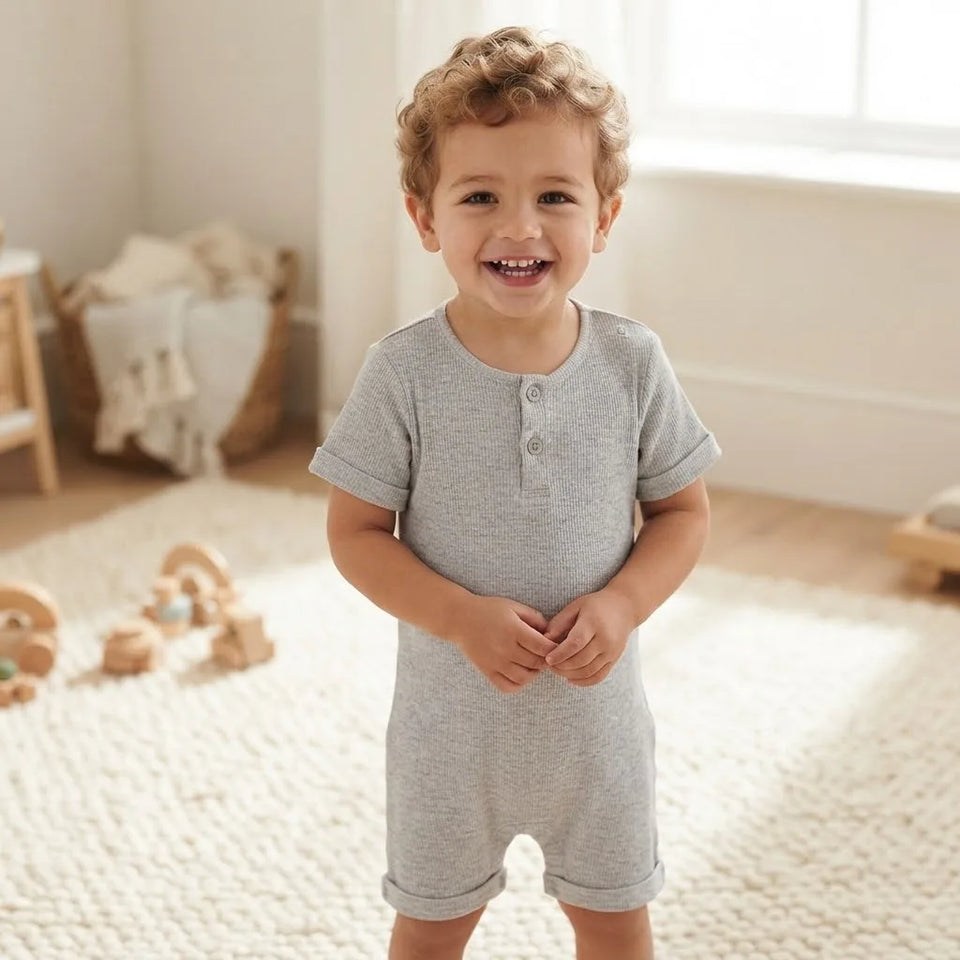 Sinsay Boy's Light Grey Short-Sleeve Ribbed Romper