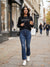 Emporio Armani Women’s Black Logo Print Sweatshirt