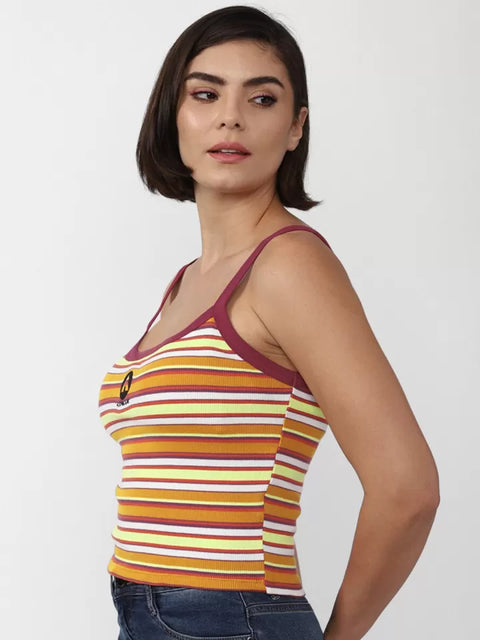 Forever 21 Women’s Orange Multi Striped Sleeveless Crop Top  |Forever 21 In Lebanon
