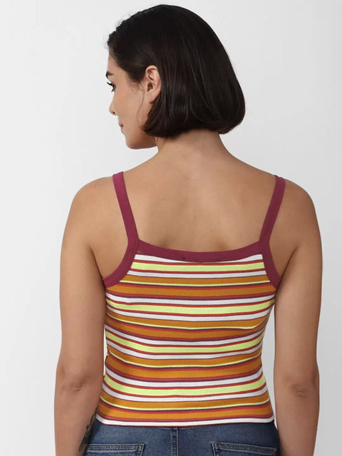 Forever 21 Women’s Orange Multi Striped Sleeveless Crop Top  |Forever 21 In Lebanon