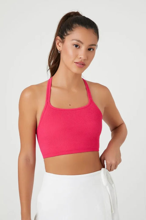 Forever 21 Women’s Fuchsia Ribbed Sleeveless Crop Top  |Forever 21 In Lebanon