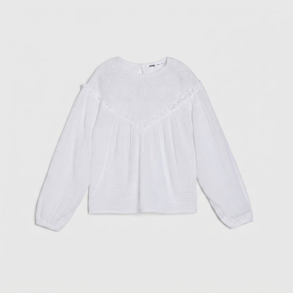 Sinsay Girls White Lace Trim Blouse