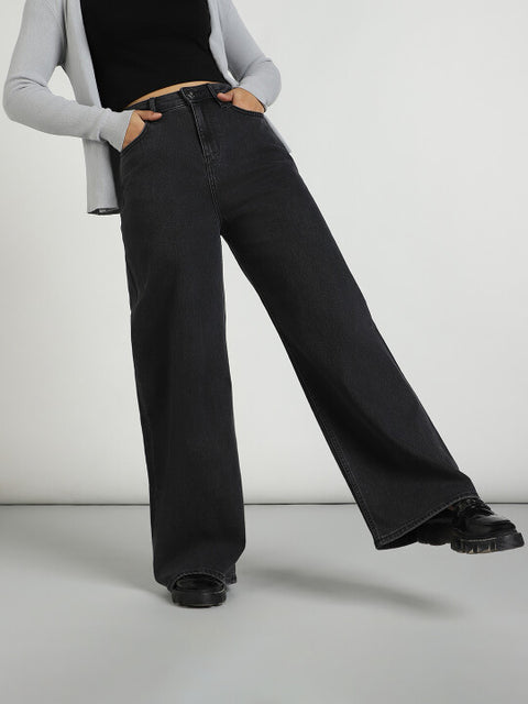 Lee Women's Washed Black Stella A Line Wide Leg Jeans |Lee In Lebanon