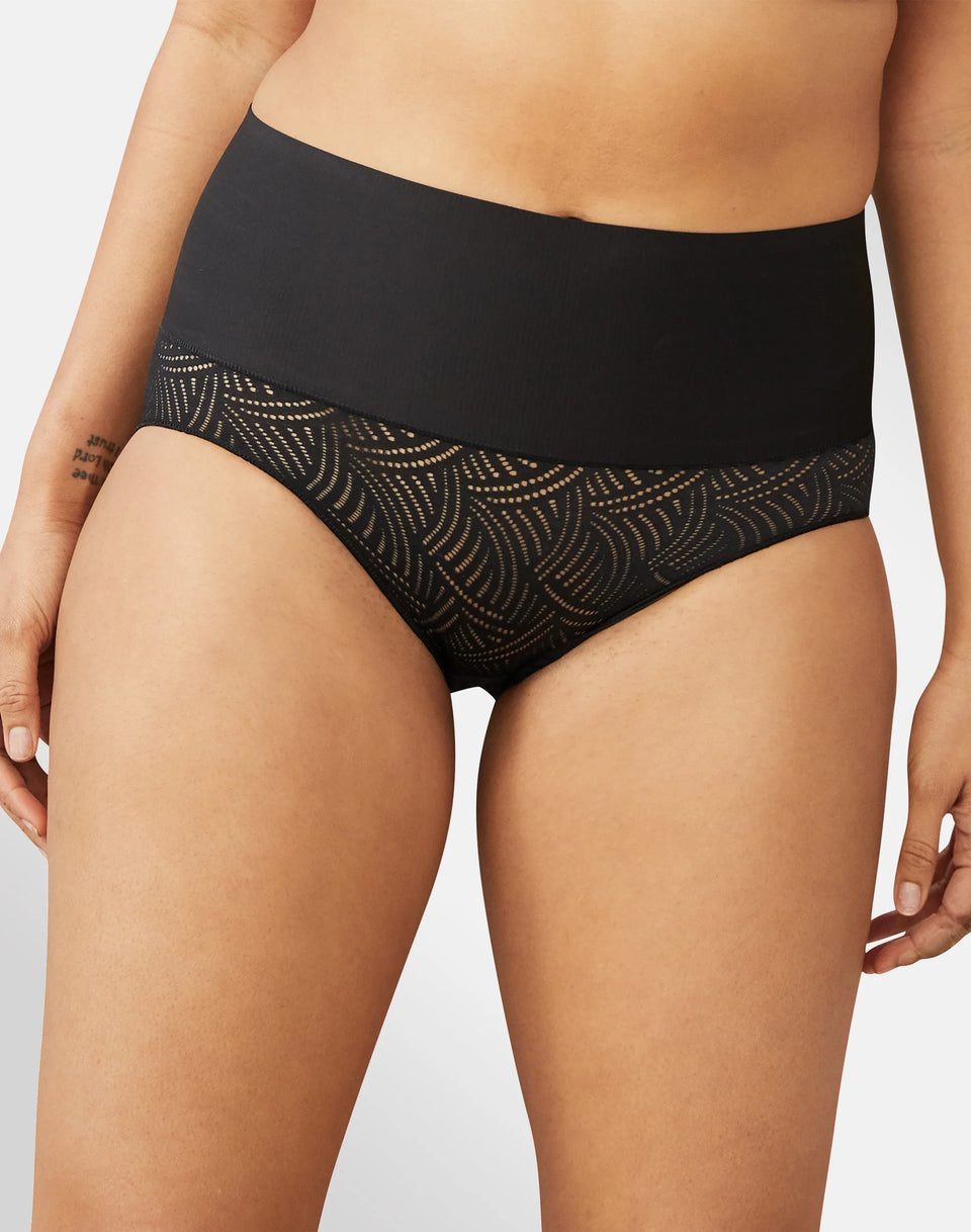 Maidenform Women's Black Patterned Lace High-Waist Briefs