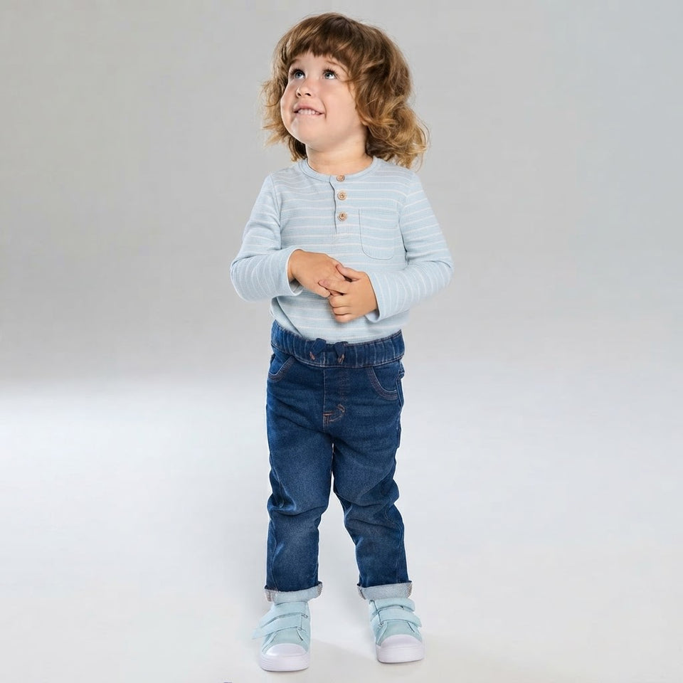 Sinsay Baby Boy's Light Blue & White Striped Bodysuit