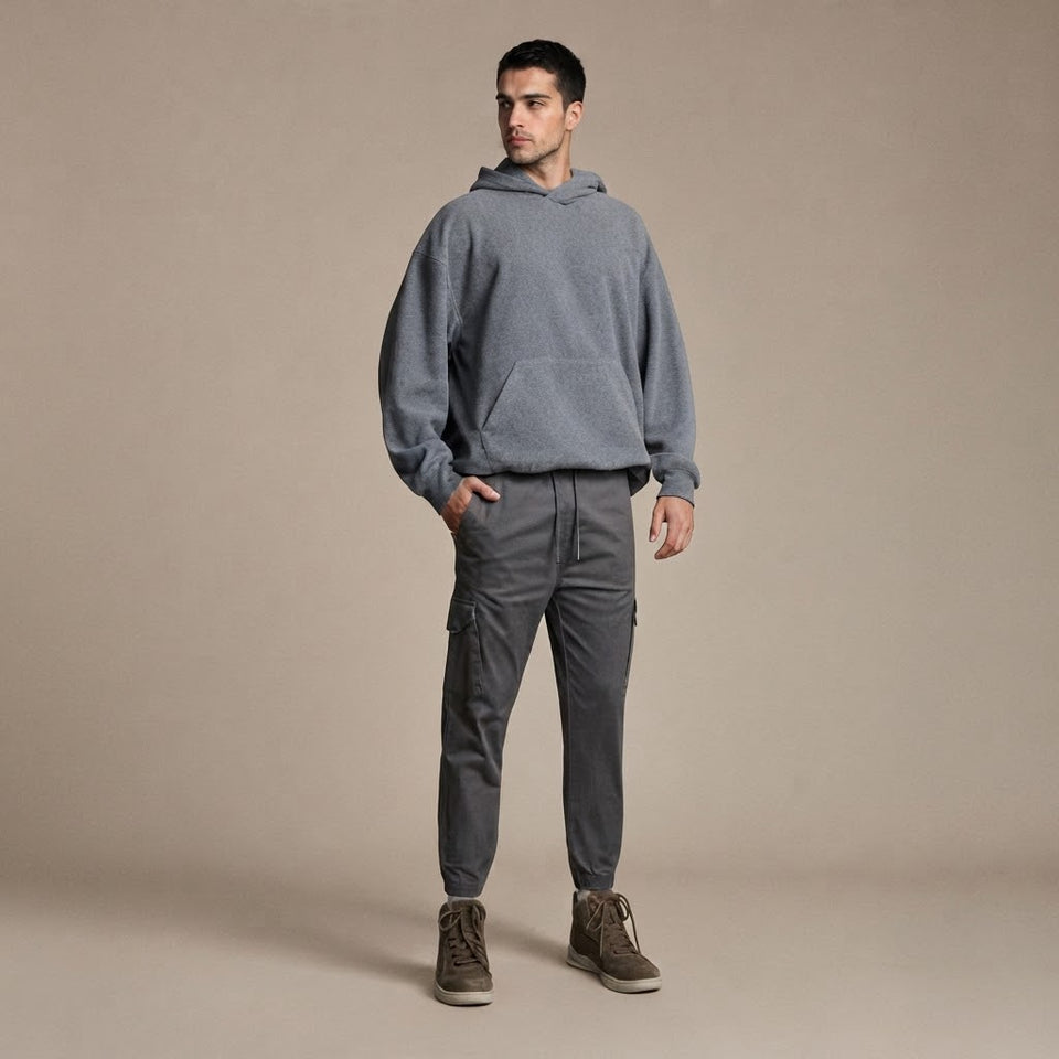 Sinsay Men's Grey Elastic Waistband Cargo Jogger