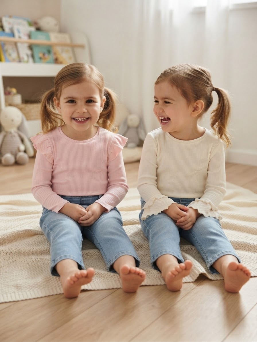 Sinsay Girl's Off White & Light Pink Ribbed Pack Of 2 Blouses