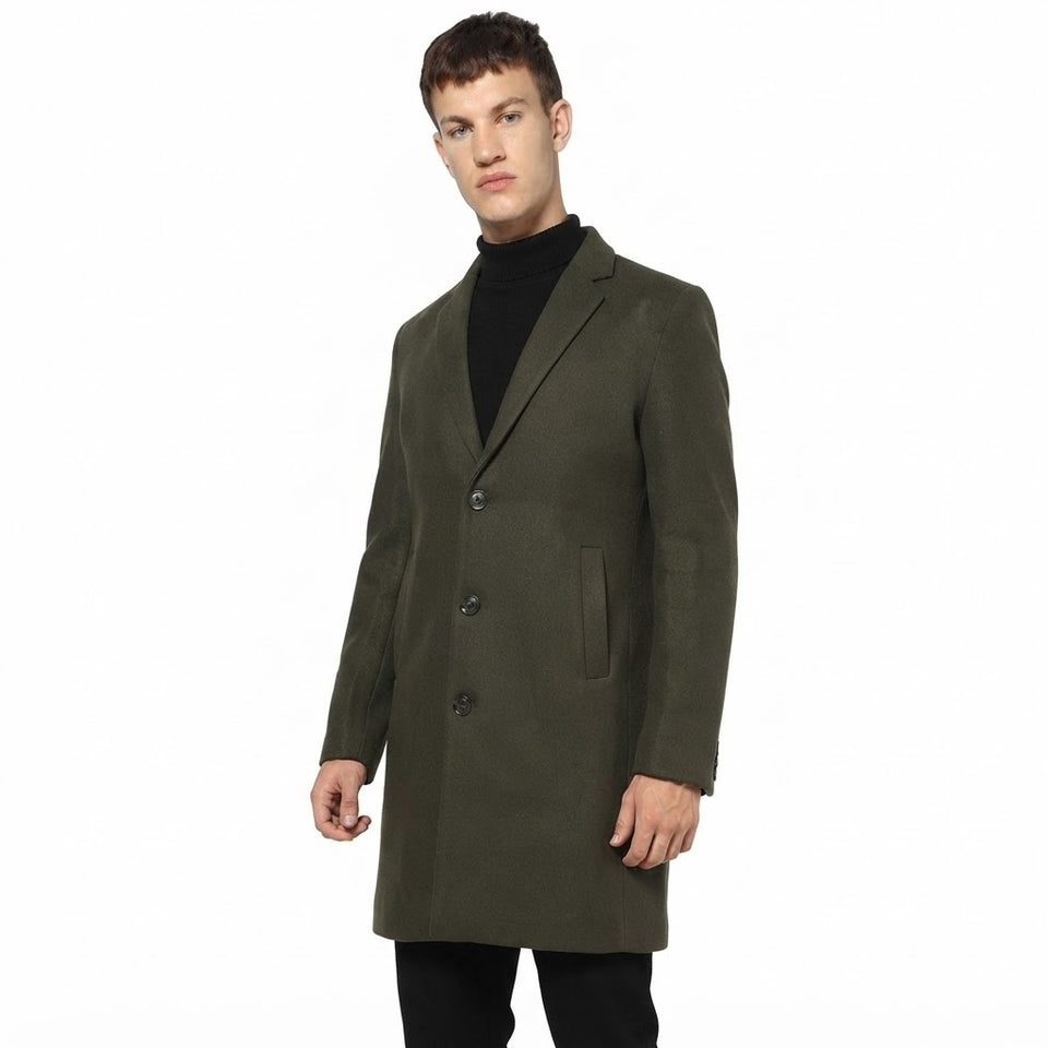 Calvin Klein Men's Olive Green Slim-Fit Longline Coat