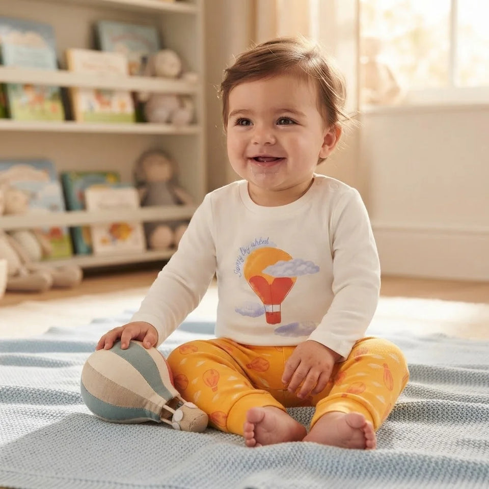 Sinsay Baby Boy's White & Yellow Printed Long-Sleeves Pajama Set