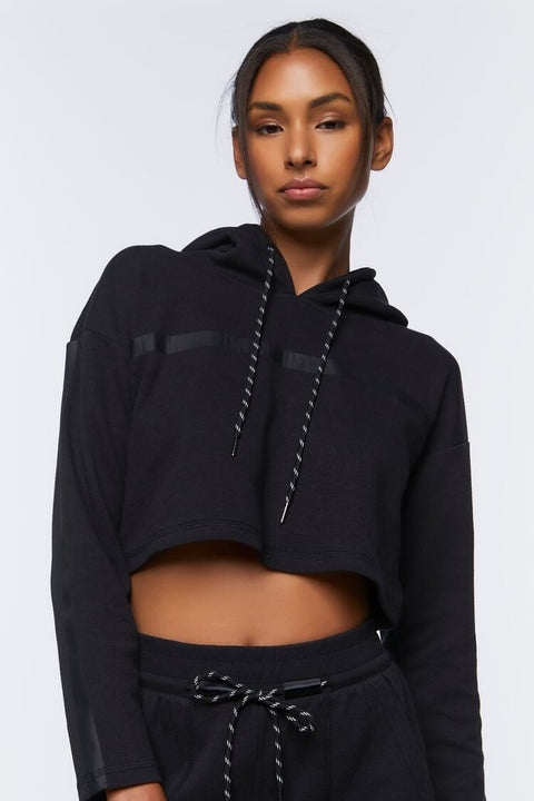 Forever 21 Women's Black Active Cropped Hoodie | Forever 21 In Lebanon