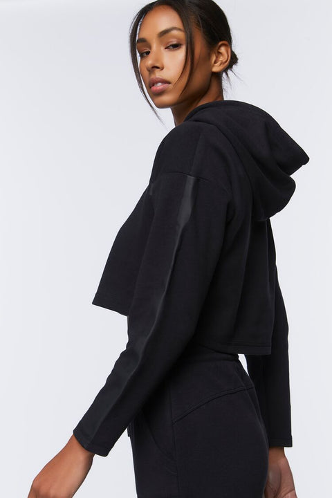 Forever 21 Women's Black Active Cropped Hoodie | Forever 21 In Lebanon