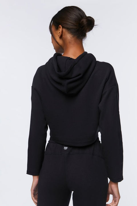 Forever 21 Women's Black Active Cropped Hoodie | Forever 21 In Lebanon