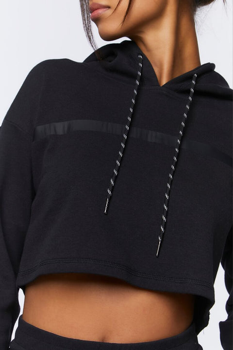 Forever 21 Women's Black Active Cropped Hoodie | Forever 21 In Lebanon