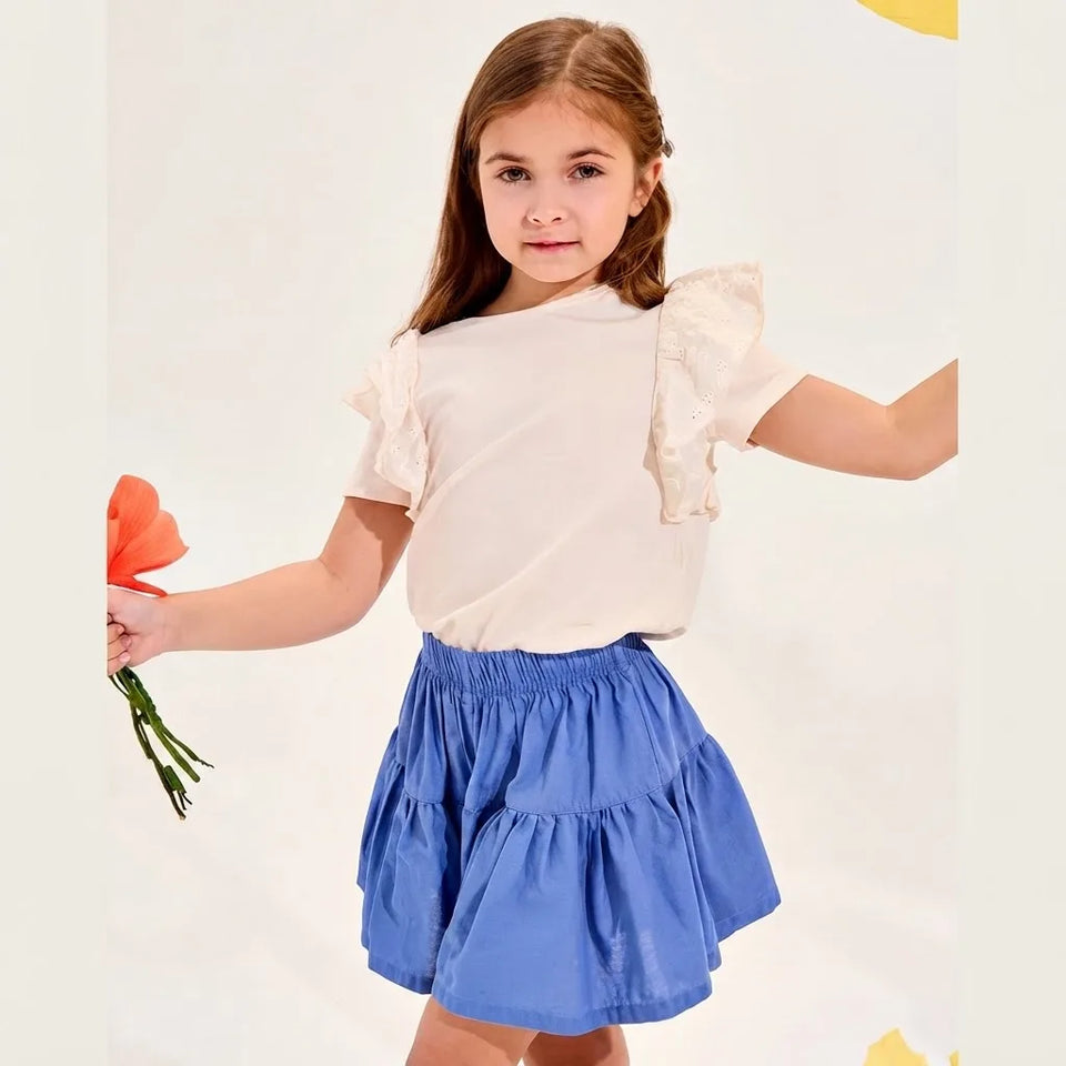 Sinsay Girl's Off White Charming Layered Ruffled Shoulders T-Shirt