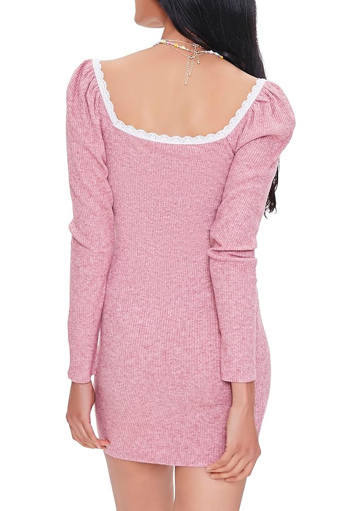Forever 21 Women's Dusty Rose Lace-Trim Mini Dress | Forever 21 In Lebanon