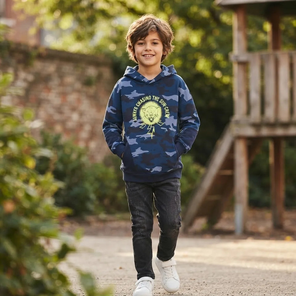 Sinsay Boy's Multicolor Camouflage Printed Hoodie
