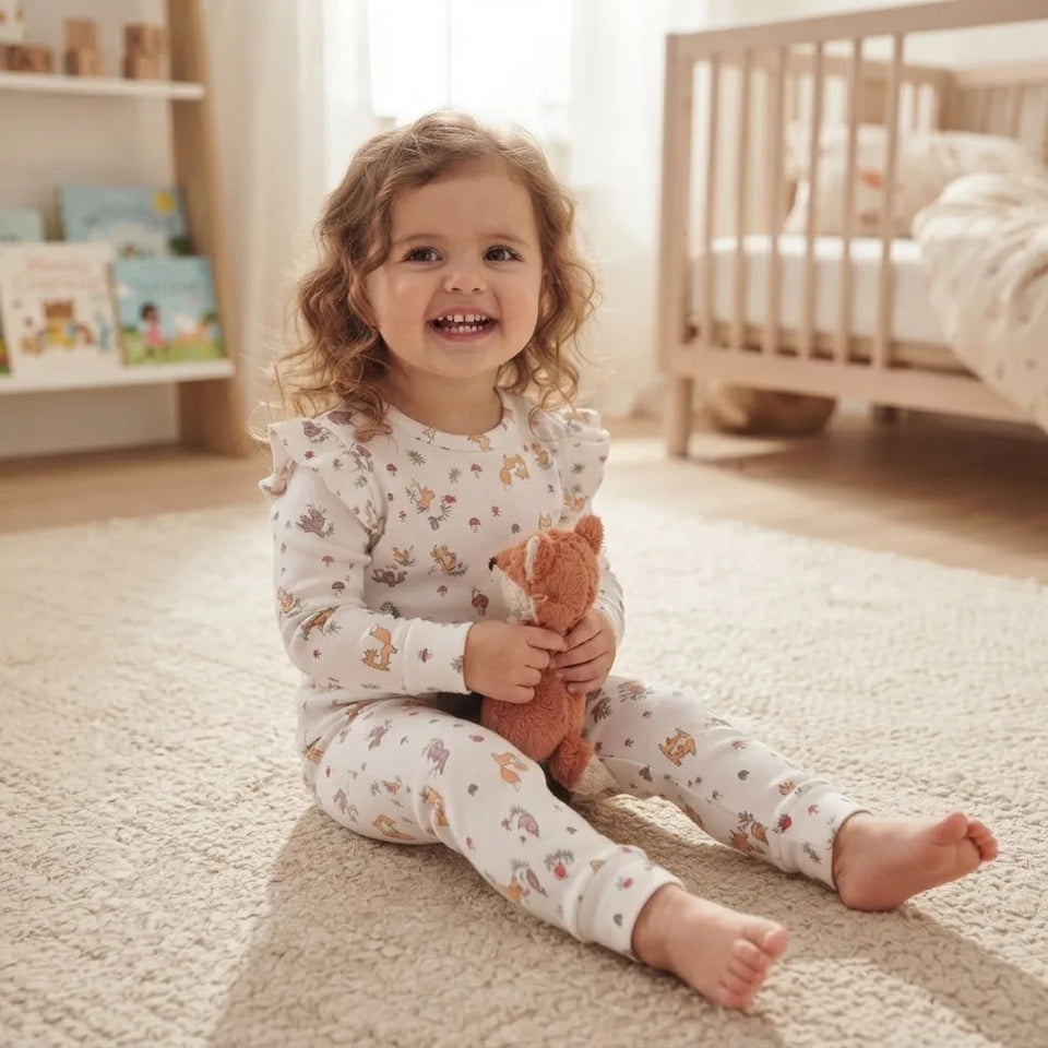Sinsay Girl's White Playful Animal Pattern Long-Sleeves Overall