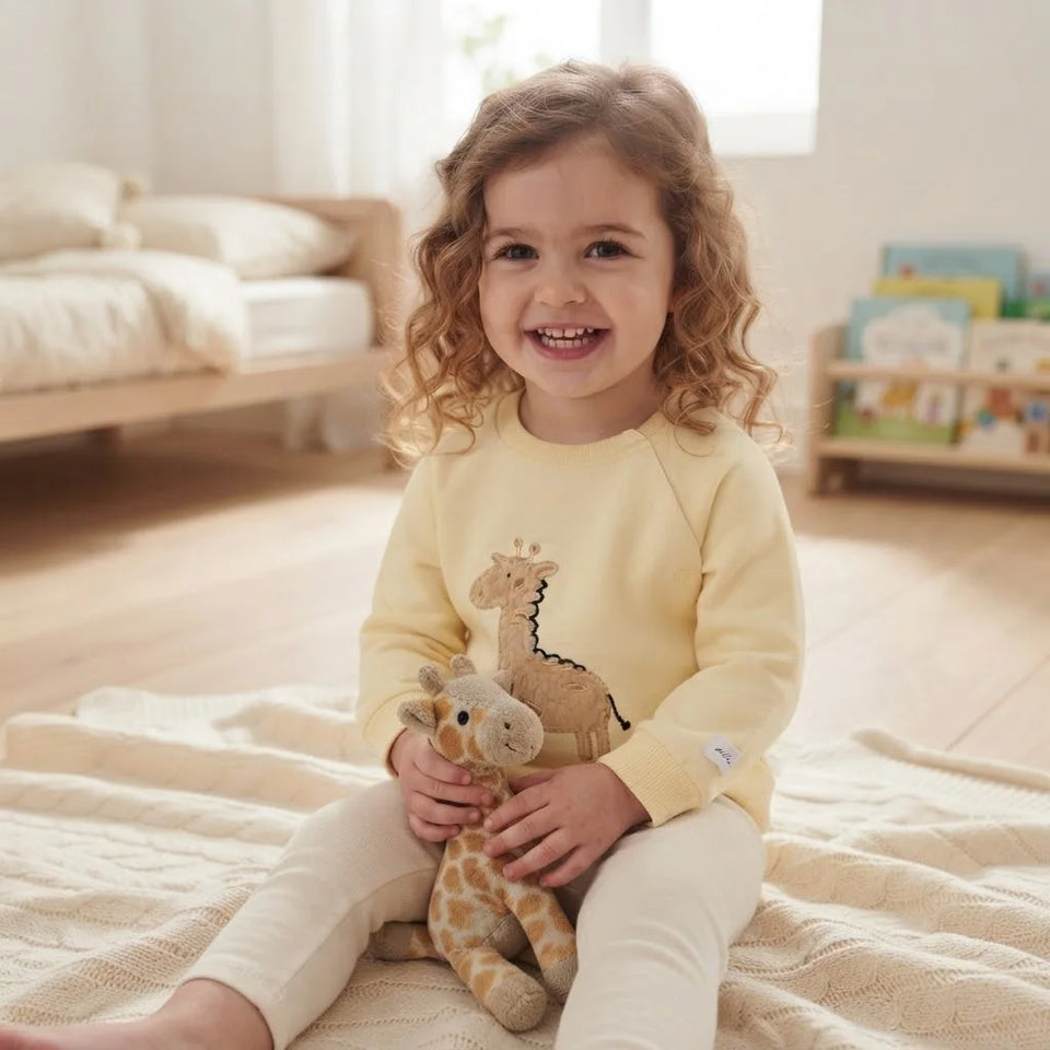 Sinsay Girl's Cream Giraffe Graphic Sweatshirt
