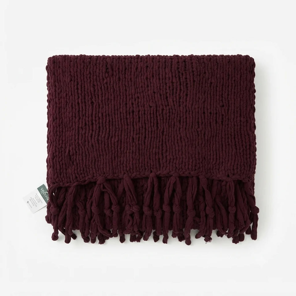 Venca Dark Purple 150x220cm Chunky Knit Throw Blanket | Venca In Lebanon