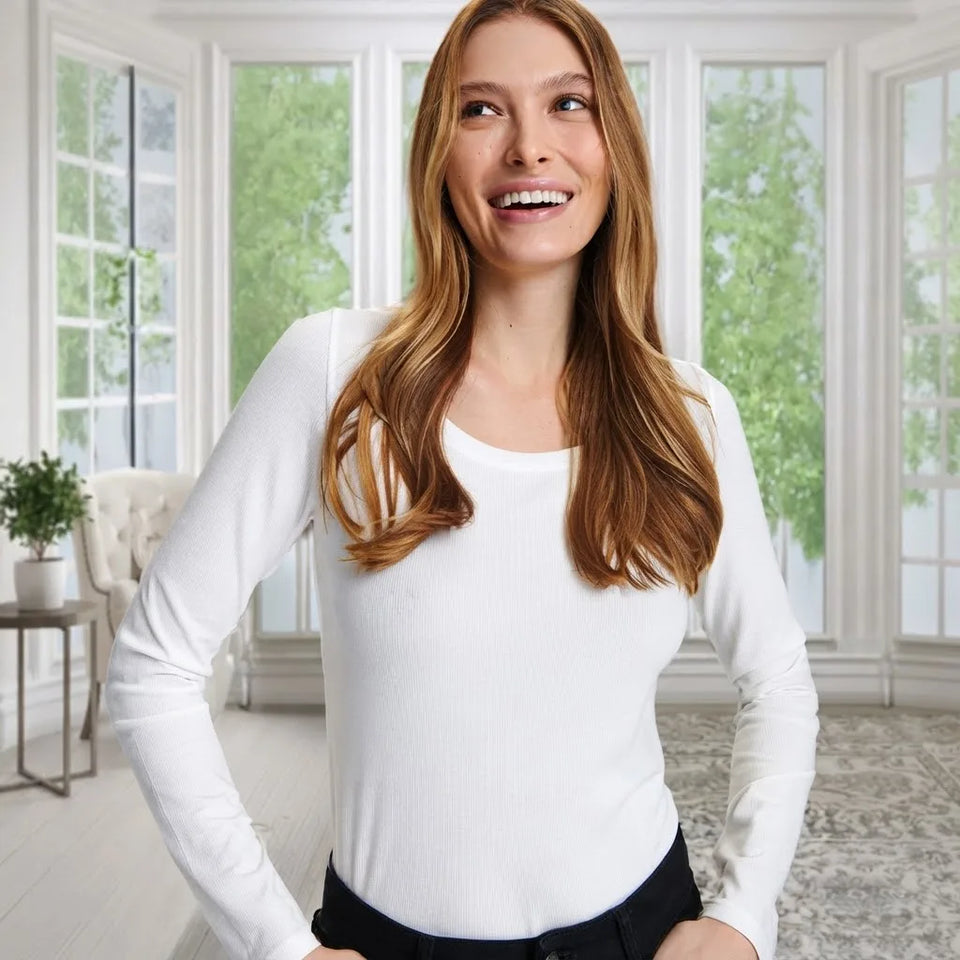 Sinsay Women's White Round Neckline Plain Blouse