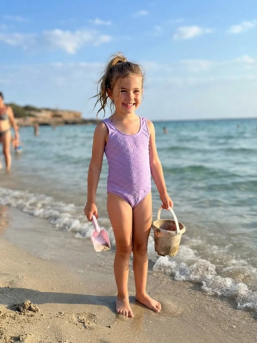 Sinsay Girl's Light Purple Subtle Patterned Swimsuit