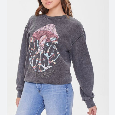 Forever 21 Women's Charcoal Graphic Sweatshirt | Forever 21 In Lebanon