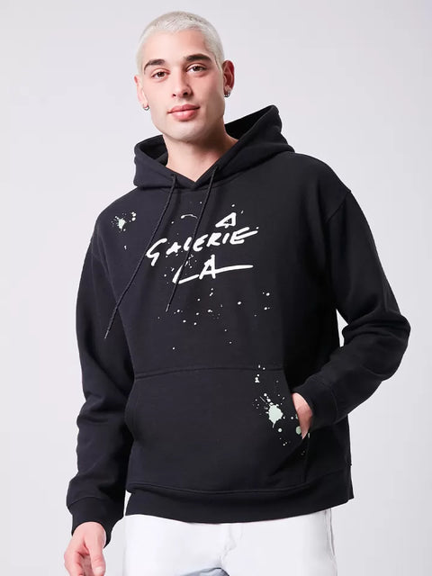 Forever 21 Men's Black Typography Printed Hoodie | Forever 21 In Lebanon