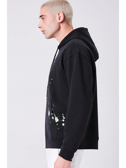 Forever 21 Men's Black Typography Printed Hoodie | Forever 21 In Lebanon