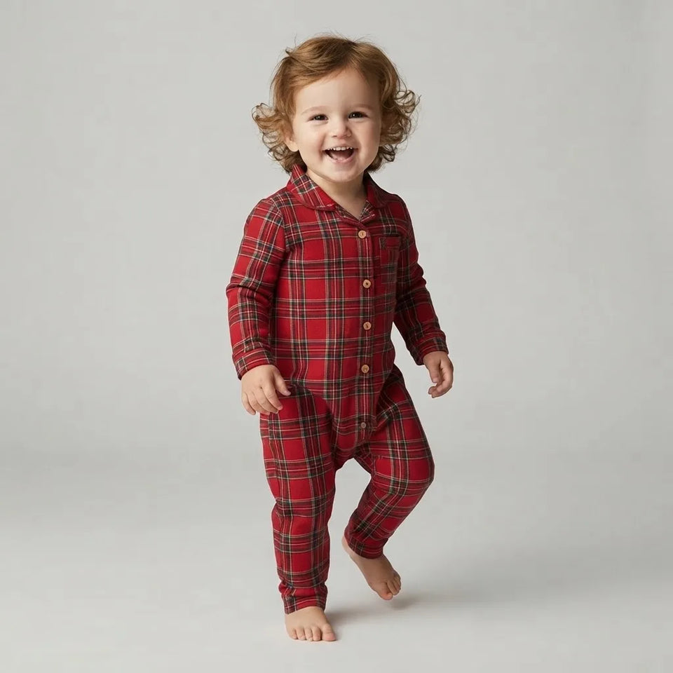 Sinsay Boy's Red & Black Plaid Chest Pocket Overalls