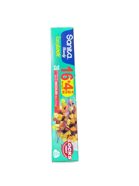 Sanita Handy Easy Lock 20 Storage Bags Medium 26.8x27.3cm (16+4Bags Free) | Sanita In Lebanon