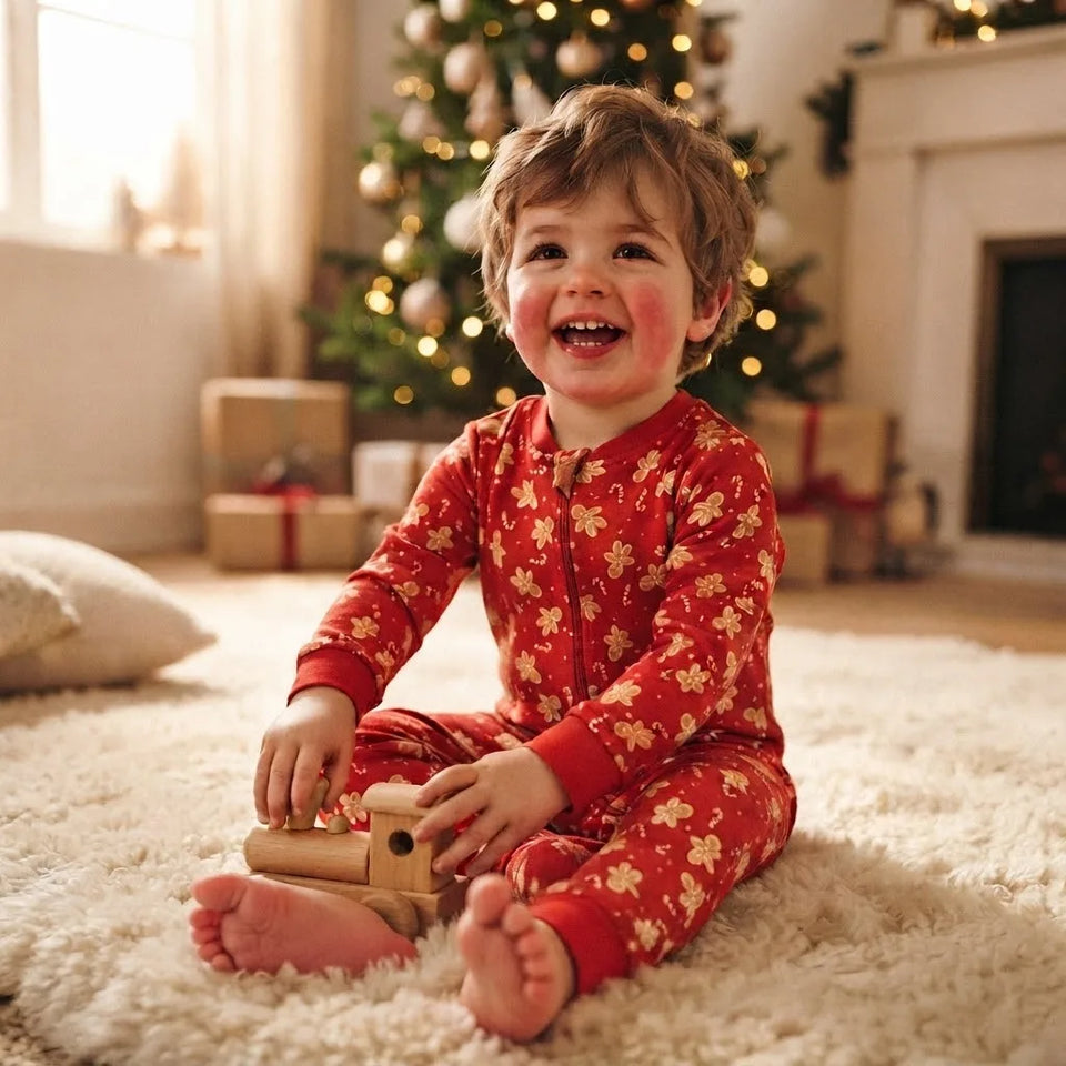 Sinsay Boy's Red All-Over Candy Cane Print Overall