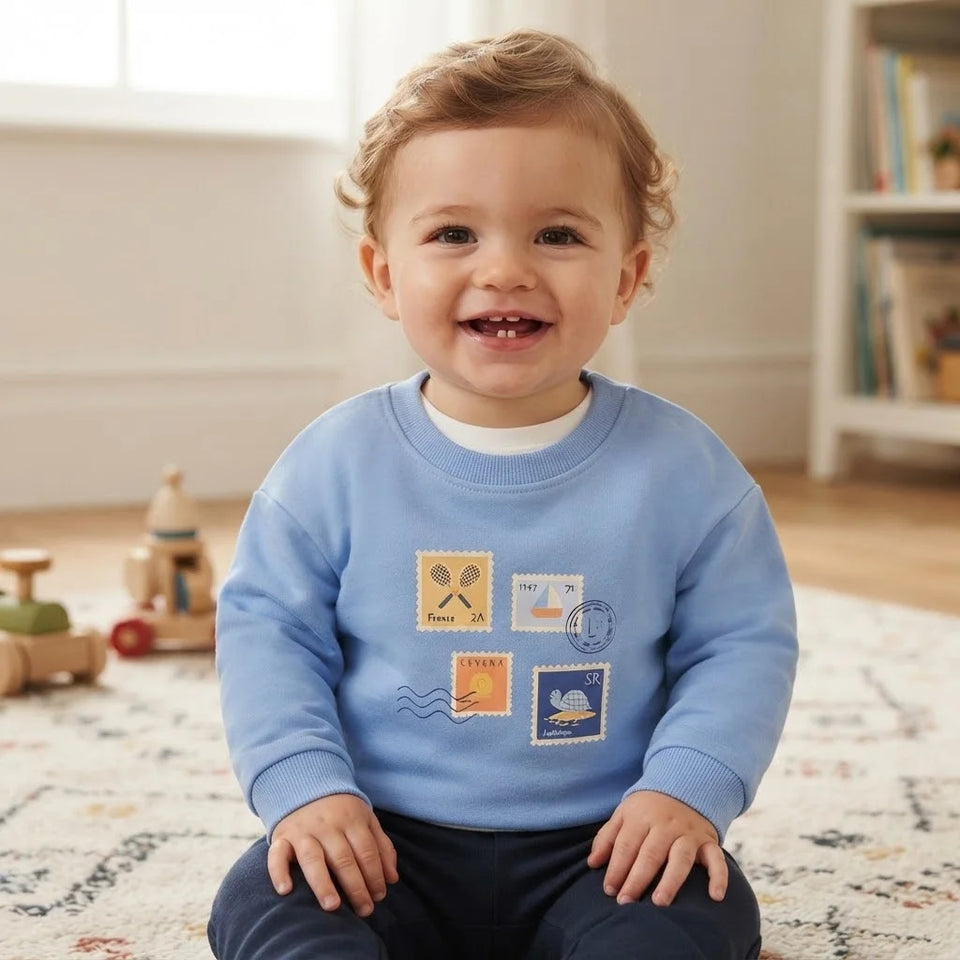 Sinsay Baby Boy's Blue Multi-Graphics Sweatshirt