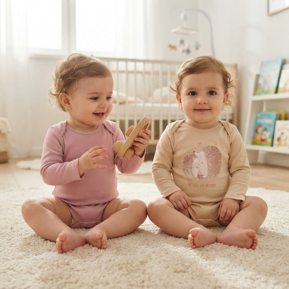 Sinsay Baby Girl's Beige & Dusty Rose Long-Sleeves Pack Of 2 Bodysuit