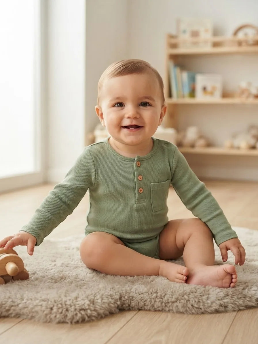 Sinsay Baby Boy's Green Chest Pocket Bodysuits