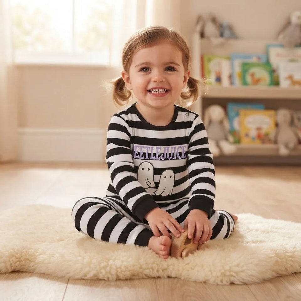 Sinsay Girl's Black & White Horizontal Striped Overall
