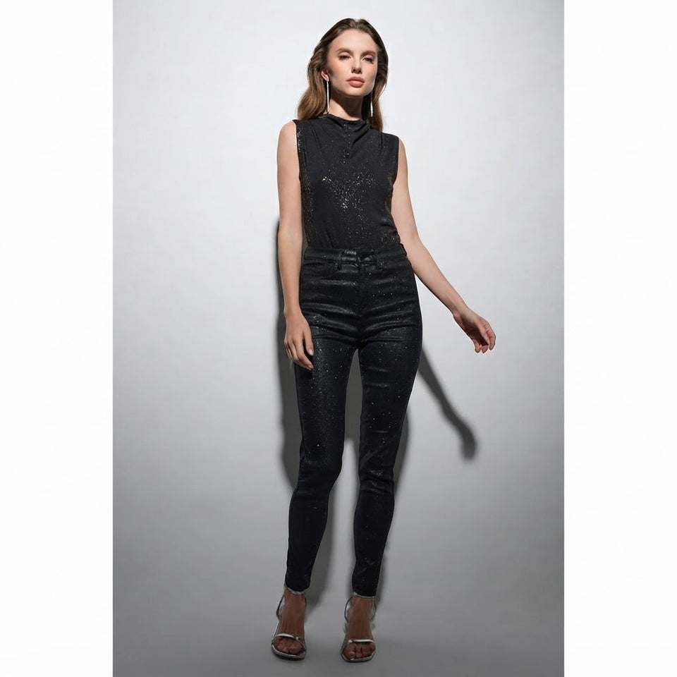 Sinsay Women's Black Coated Skinny Pants