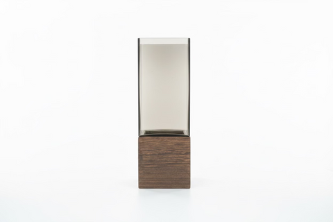 Hinox Oval Glass Vase With wooden Belt DO-9 | Hinox In Lebanon