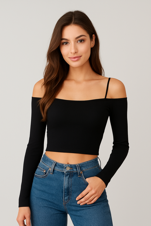 Naked Wardrobe Women's Black Blouse ABF1762