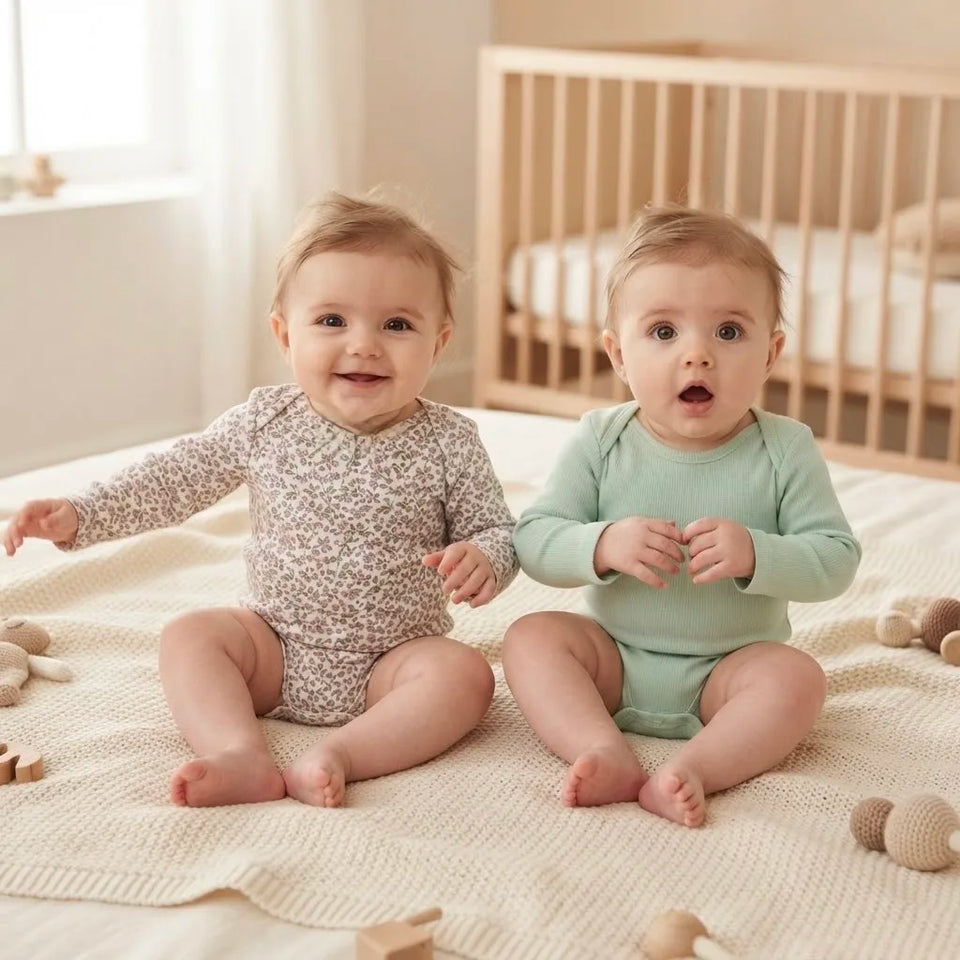 Sinsay Baby Girl's Light Green & Cream Floral-Patterned Pack Of 2 Bodysuits