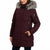 Nautica Women's Dark Plum Faux Fur Hooded Quilted Puffer Coat