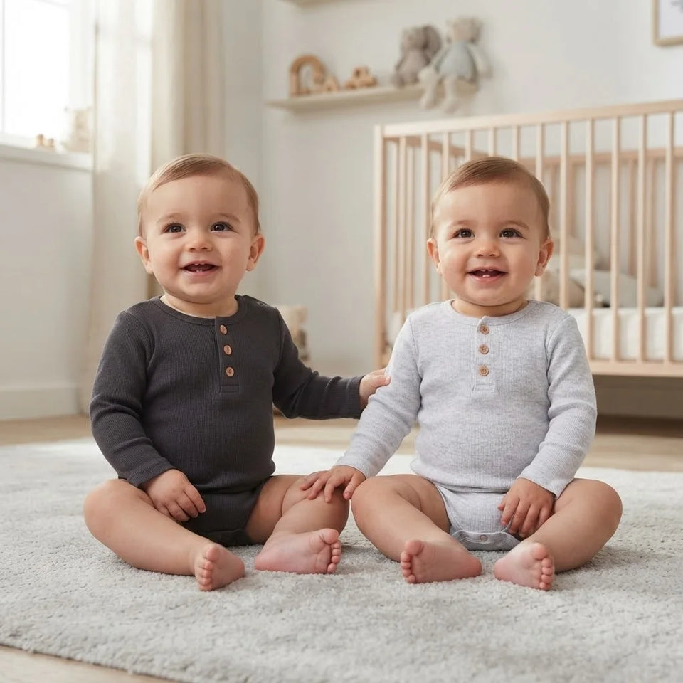 Sinsay Baby Boy's Multi-Grey Pack Of 2 Ribbed Knit Bodysuits