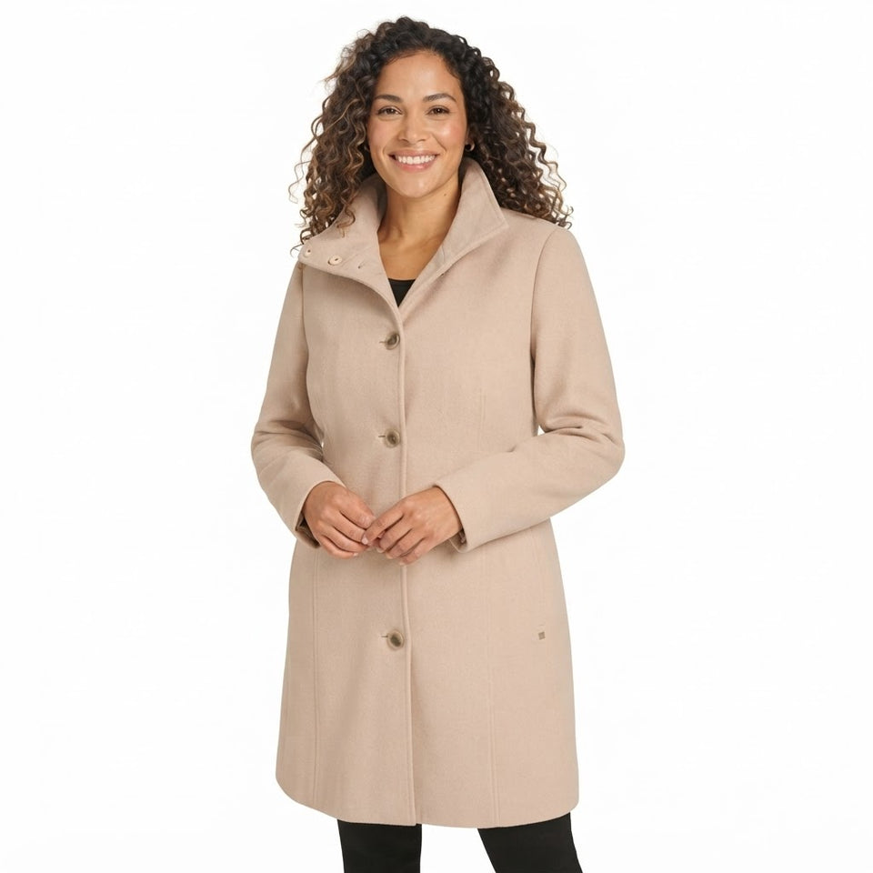 Calvin Klein Women's Beige Casual Button Walker Coat