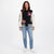 Disney Women's Black & White Mickey Mouse Patch Varsity Jacket