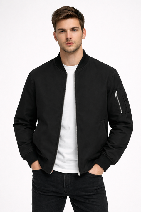 Celio Men's Black MA-1 Inspired Flight Bomber Jacket | Celio In Lebanon