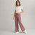 State Of Day Women's Dusty Rose Knitted Wide-Leg Sweatpants
