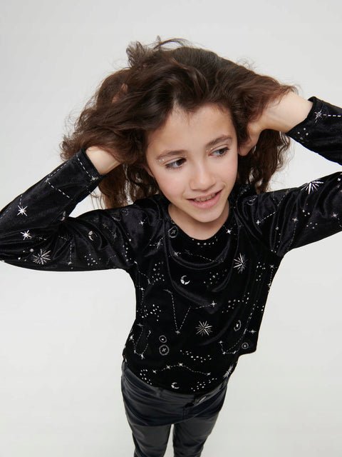 Sinsay Girl's Black Velvet Star Blouse | Sinsay In Lebanon