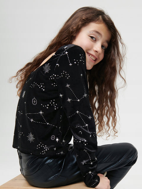 Sinsay Girl's Black Velvet Star Blouse | Sinsay In Lebanon